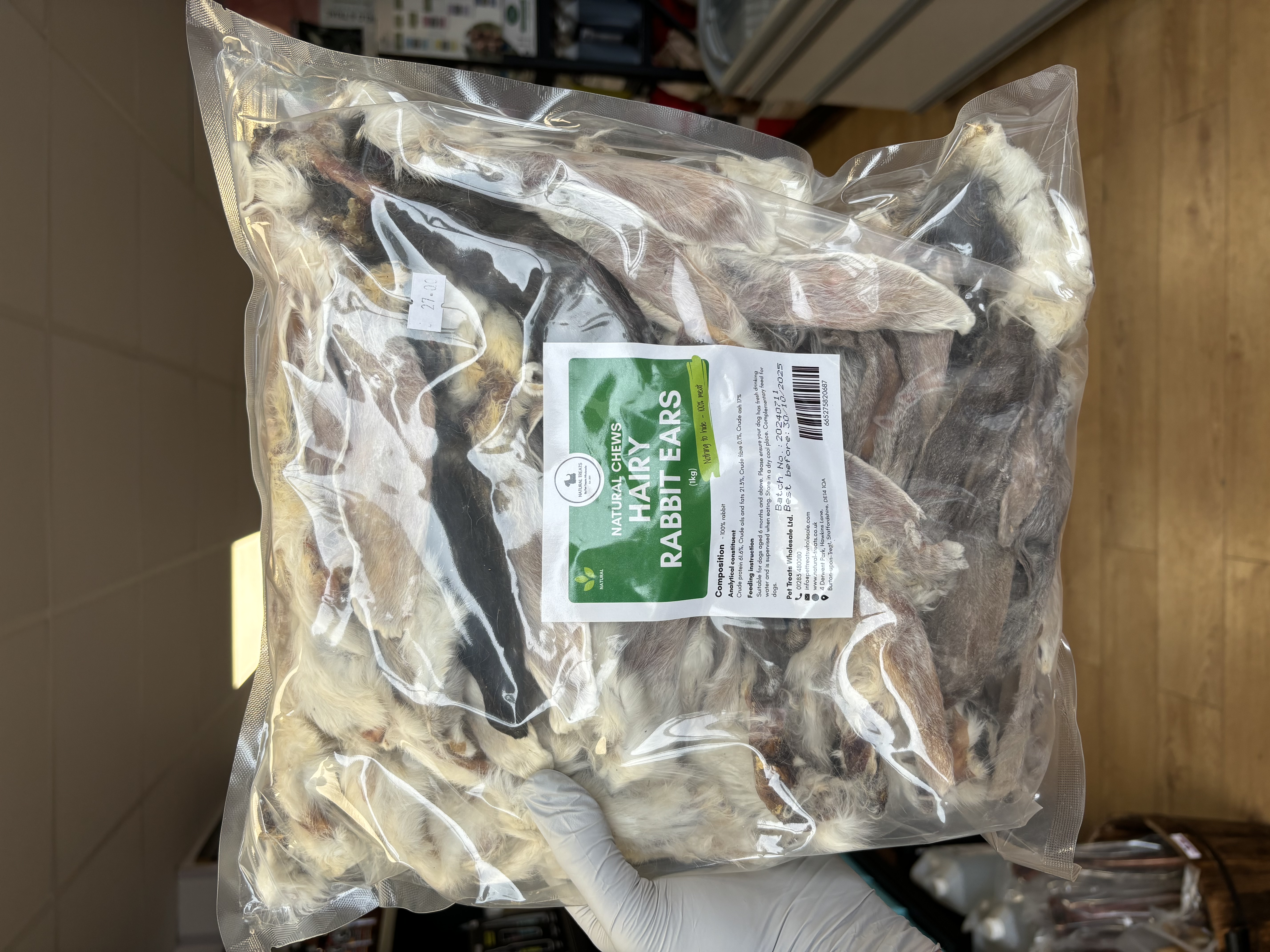 Natural Treats Hairy Rabbit Ears 1kg
